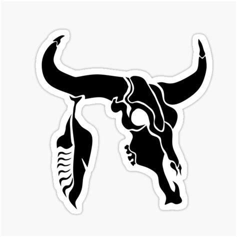 "Longhorn Bull Skull in a Black Ink Tattoo Style" Sticker for Sale by ...