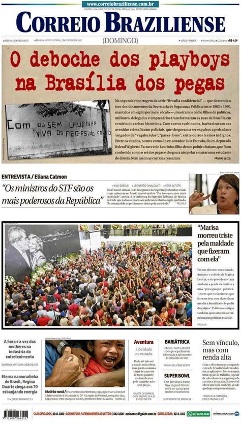 Confira A Capa Do Jornal Correio Braziliense Do Dia 05 02 2017