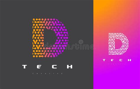 D Letter Logo Technology Connected Dots Letter Design Vector Stock