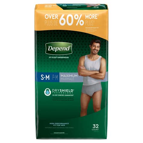 Depend Fit Flex Incontinence Underwear For Men Maximum Absorbency Sm Grey 32 Count