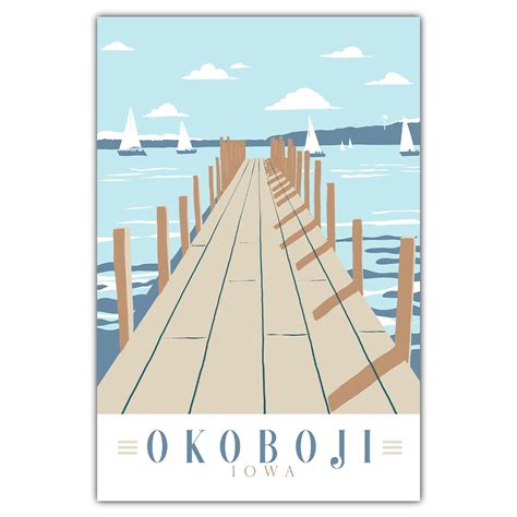 Lake Okoboji Dock Postcard Okoboji Postcard Travel Posters