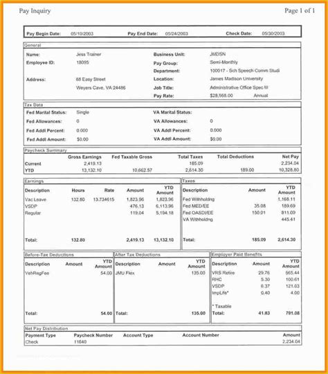 Adp Paycheck Stub Template Free Of 9 Adp Pay Stub Template Free ...