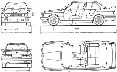 1986 Bmw M3 E30 Coupe V3 Blueprints Free Outlines