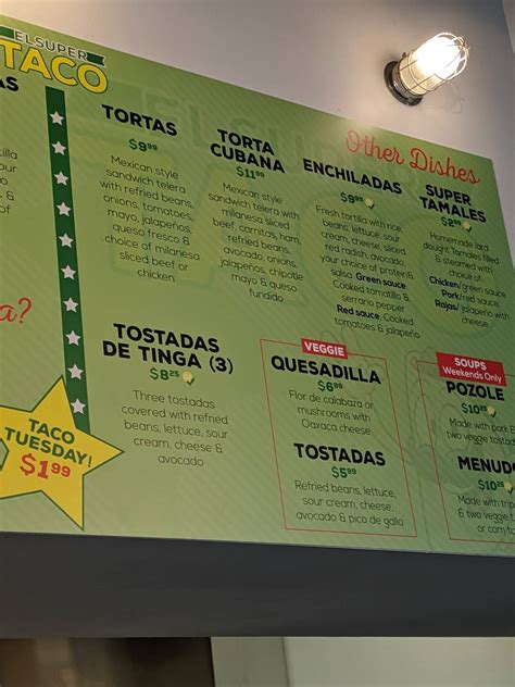 Menu At El Super Taco Restaurant Burnsville