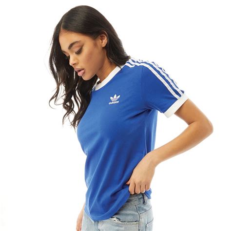 Buy Adidas Originals Womens 3 Stripes T Shirt Royal Bluewhite