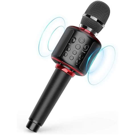 Le Noir Microphone De Karaok Bluetooth Microphone Sans Fil Avec