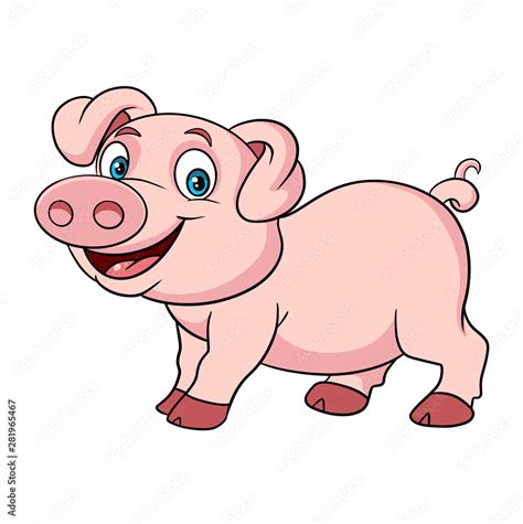 Cute cartoon pig farm animal vector illustration Stock Vector | Adobe Stock