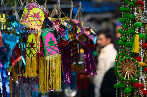 Small Colorful Diwali Lanterns Toran Hanging At A Stall Shop For Sale ...