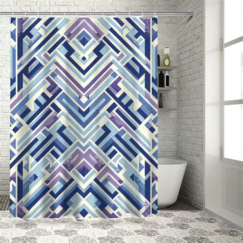 Lzatpd Shower Curtain Zigzag Lines Pattern In Various Shades Geometric