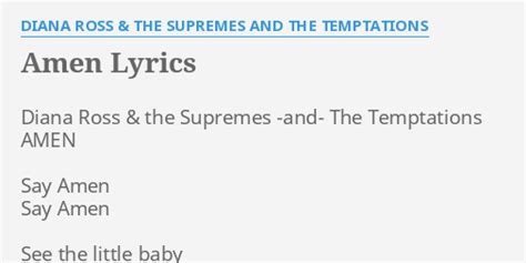 Amen Lyrics By Diana Ross And The Supremes And The Temptations Diana