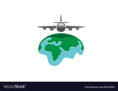 World airplane earth symbol creative air logo Vector Image