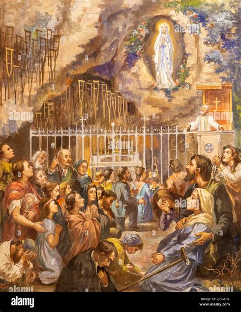 Bari Italy March The Fresco Of Prayer And Miracles In