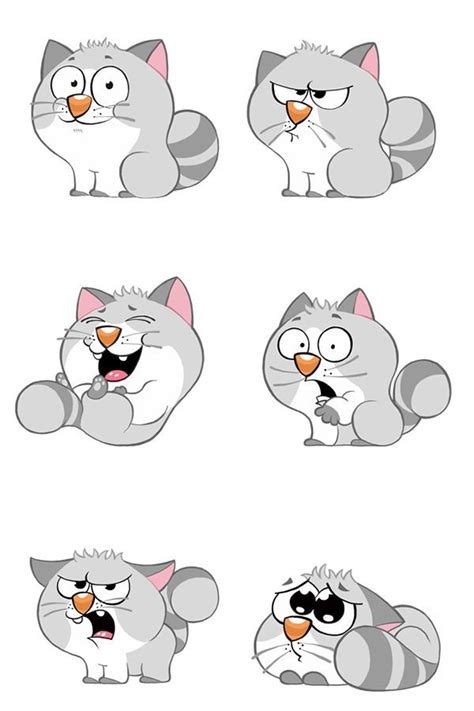 Cute Cartoon Cats With Expressive Faces