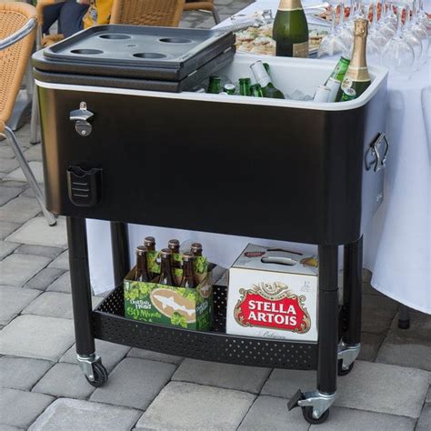 Stand Up Beverage Cooler Cart W Wheels 65 Qt