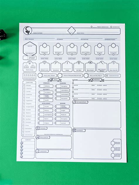 Druid Custom Character Sheet Dnd 5e Printable And Etsy