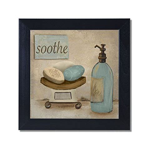 Soothe Spa Bathroom Blue Calming Lotions And Soaps Black Framed Art