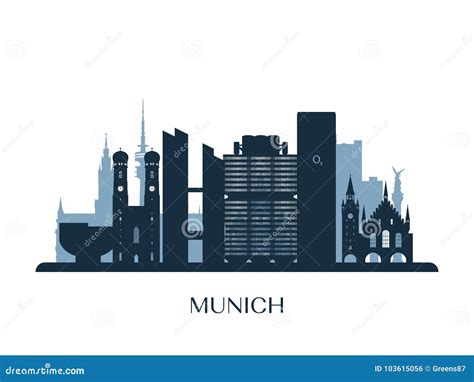 Munich Skyline, Monochrome Silhouette. Stock Vector - Illustration of ...