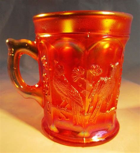 Carnival Glass Mug By Northwood Song Birds Makers Mark Carnival Glass Mugs Makers Mark