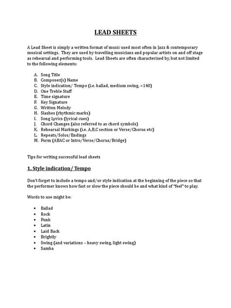 Lead Sheets - (Step by Step) | PDF