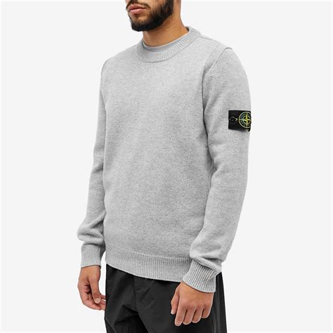 Stone Island Reverse Seam Lambswool Crew Knit Grey Melange END GB