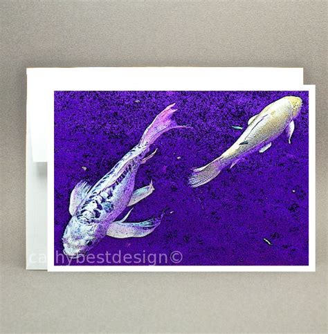 Purple Koi Fish 4 X 6 Note Card Wmatching Envelope Cathybestdesign