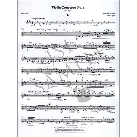 Concerto No In D Major For Violin And Piano Florence Price