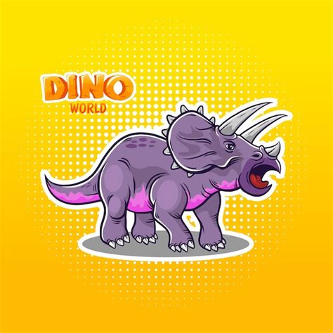 Ilustración de dibujos animados coloridos dinosaurio triceratops