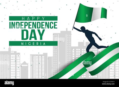 1st October Nigeria Independence Day Template Man Running With Flag