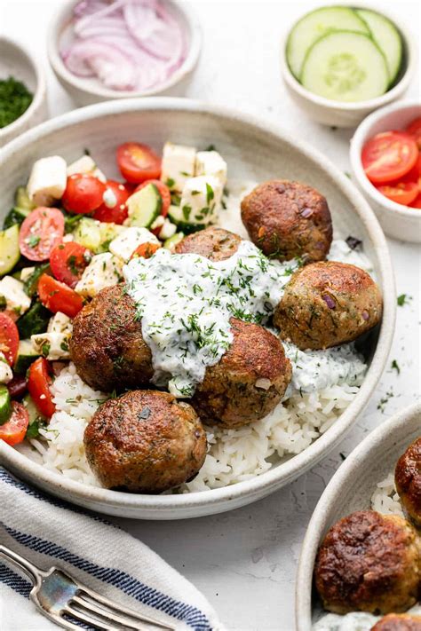 Healthy Greek Turkey Meatballs With Tzatziki Erin Lives Whole