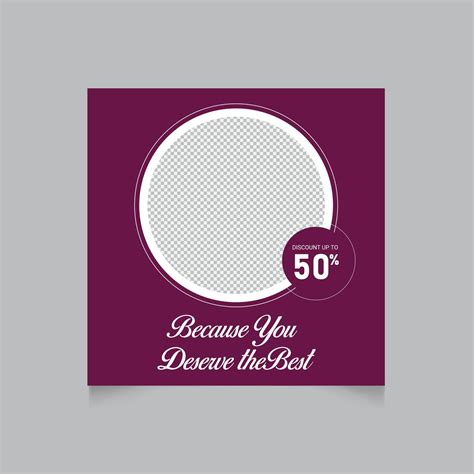 Modern Fifty Percent Discount Sale Promotion Template With Purple