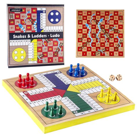 Amazon Amerous Inches Wooden Ludo Board Game Snakes And