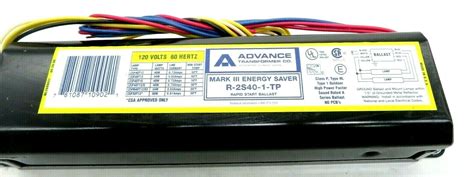 NEW ADVANCE BALLAST R-2S40-TP BALLAST RAPID START R-2S40-1-TP R2S40TP ...