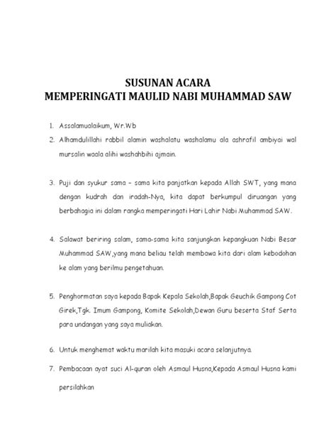 Susunan Acara Maulid Nabi Pdf