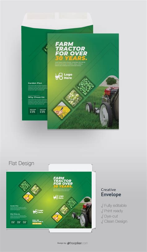 Freepiker Green Farm Agriculture Catalog Envelope With Hexagon