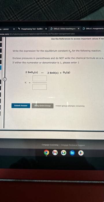 Solved Write The Expression For The Equilibrium Constant Kp