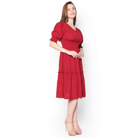 Aria Casual Red Summer Dress Elecurve