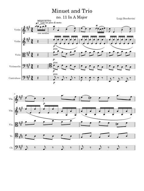 Minuet And Trio Luigi Boccherini Sheet Music For Contrabass Violin