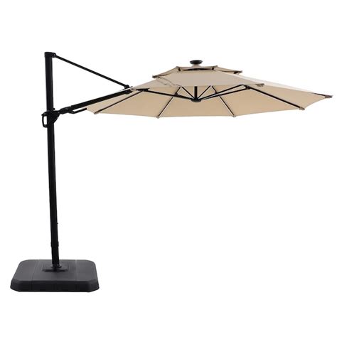 Allen Roth 11 Ft Aluminum Beige Crank Cantilever Patio Umbrella With