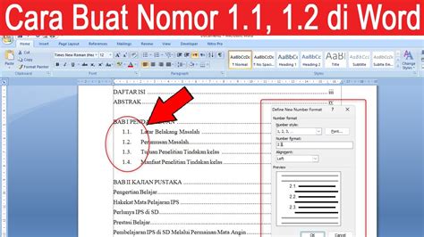 Cara Membuat Nomor 1 1 1 2 Di Word YouTube