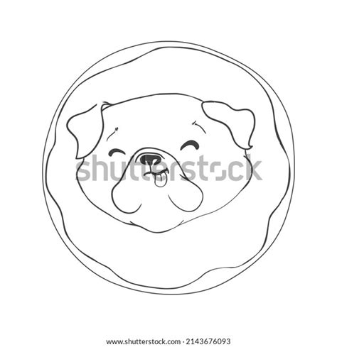 Pug Vector Hand Drawing Illustration Black เวกเตอร์สต็อก ปลอดค่า