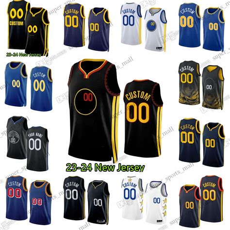 Custom Printed 2023 24 New Basketball Jerseys Stephen Curry Thompson ...