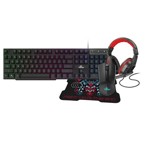 KIT TECLADO Y MOUSE ALAMBRICO DIADEMA MOUSEPAD 4 EN 1 GAMER