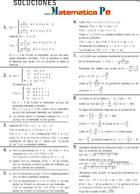 MonotonÍa Y Curvatura Funciones Con Derivadas Ejercicios Resueltos Matematicas 1 Bachillerato Pdf