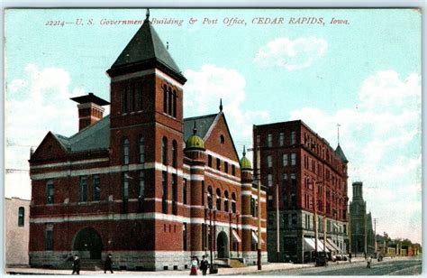 Cedar Rapids Ia Us Government Building Post Office Litho Photo