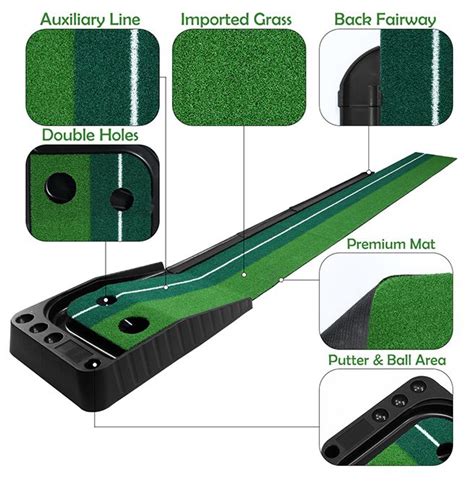 2.5M Golf Putting Mat Indoor Putting Greens Golf Practice Mat with Auto Ball Return | Crazy Sales