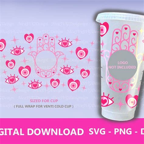 Evil Eye Pink Hearts Svg Starbucks Cup For Oz Venti Tumbler Etsy