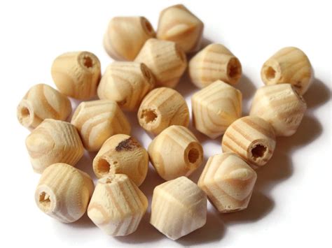 20 16mm Light Brown Wood Bicone Beads Large Wooden Beads Etsy