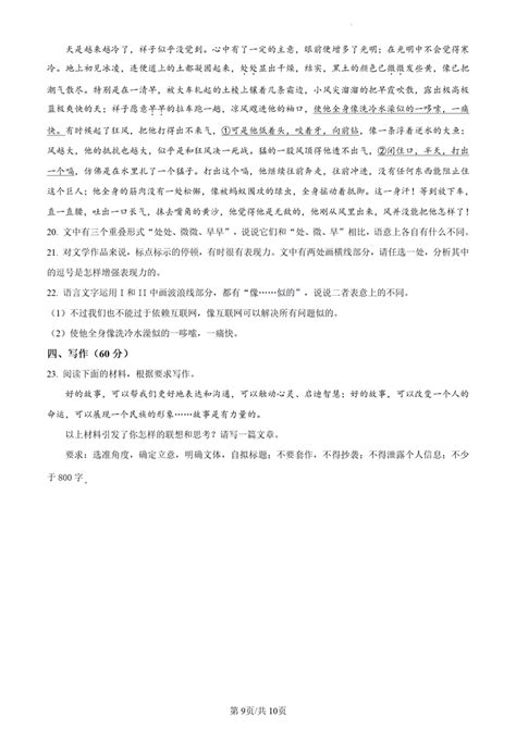 2024年新高考一卷语文试卷真题及答案解析（完整版）学习力