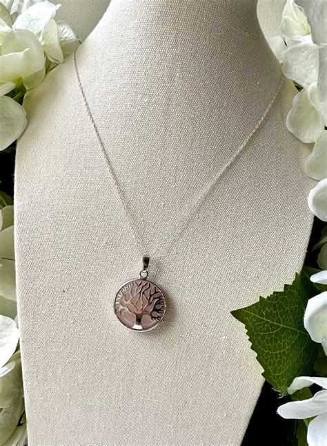 Rose Quartz Tree Of Life Pendant Necklace Folksy