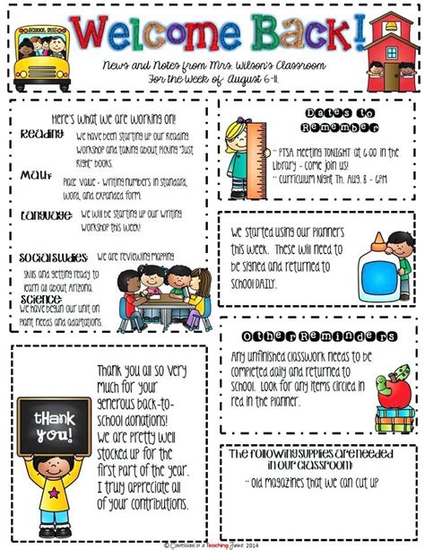 Ideas For School Newsletters First Day Of Newsletter Template School